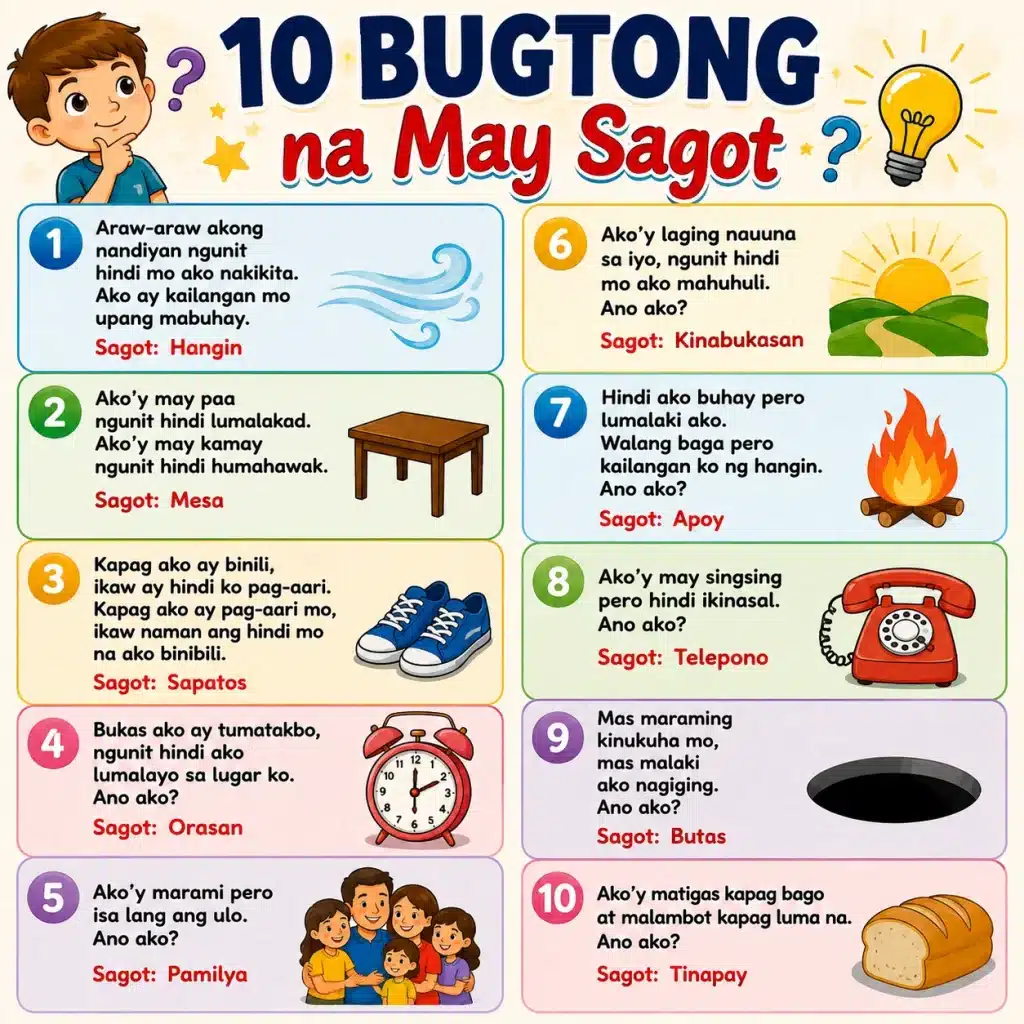 10 Bugtong na May Sagot Masayang Laro Para sa Buong Pamilya