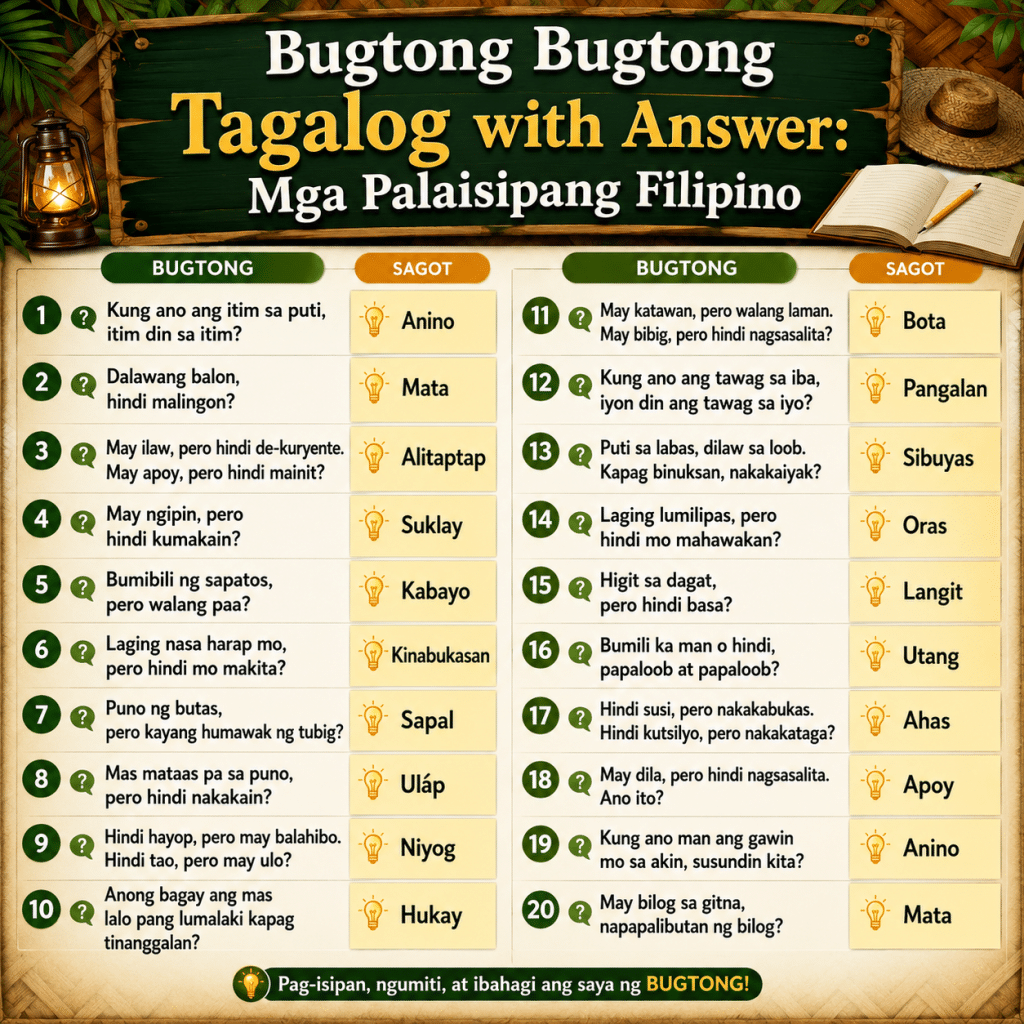 Bugtong Bugtong Tagalog with Answer Mga Palaisipang Filipino