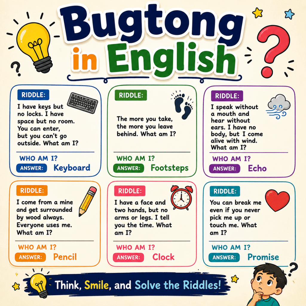 Bugtong in English 110+ Fun English Riddles with Answers for Kids and Adults