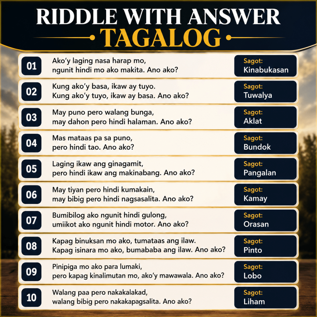 Riddle with Answer Tagalog 500+ Bugtong Every Filipino Should Know