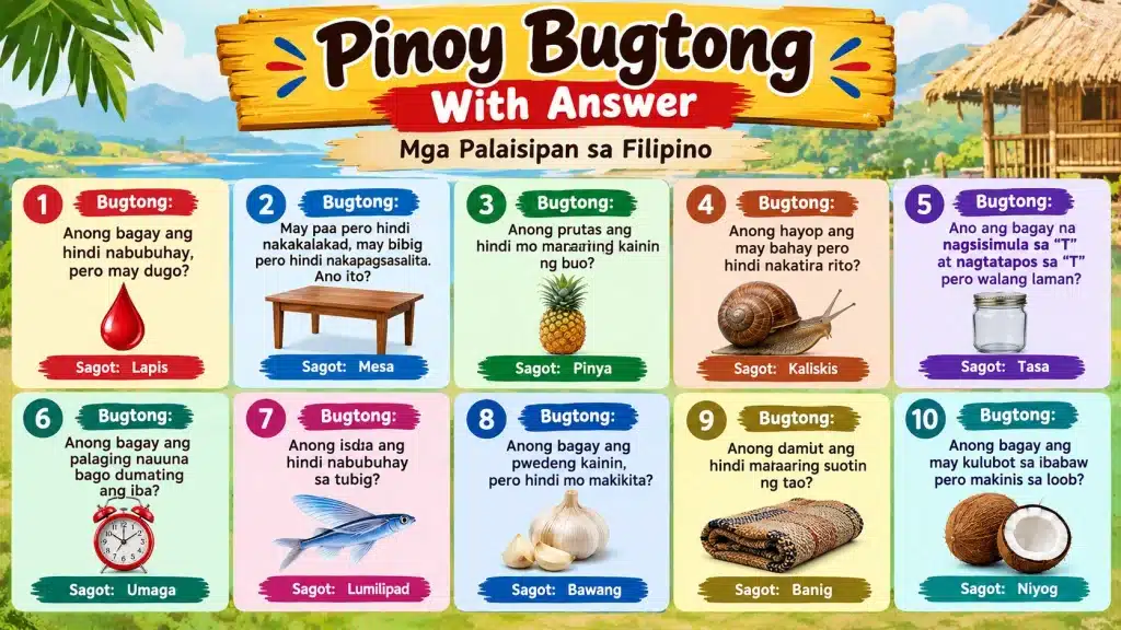 Pinoy Bugtong With Answer Mga Nakakatuwang Palaisipan sa Filipino
