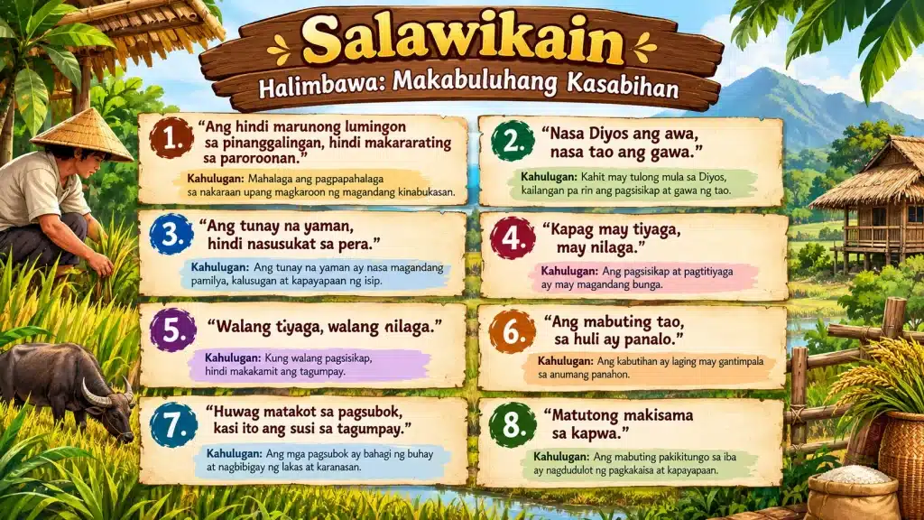 Salawikain Halimbawa Makabuluhang Kasabihan