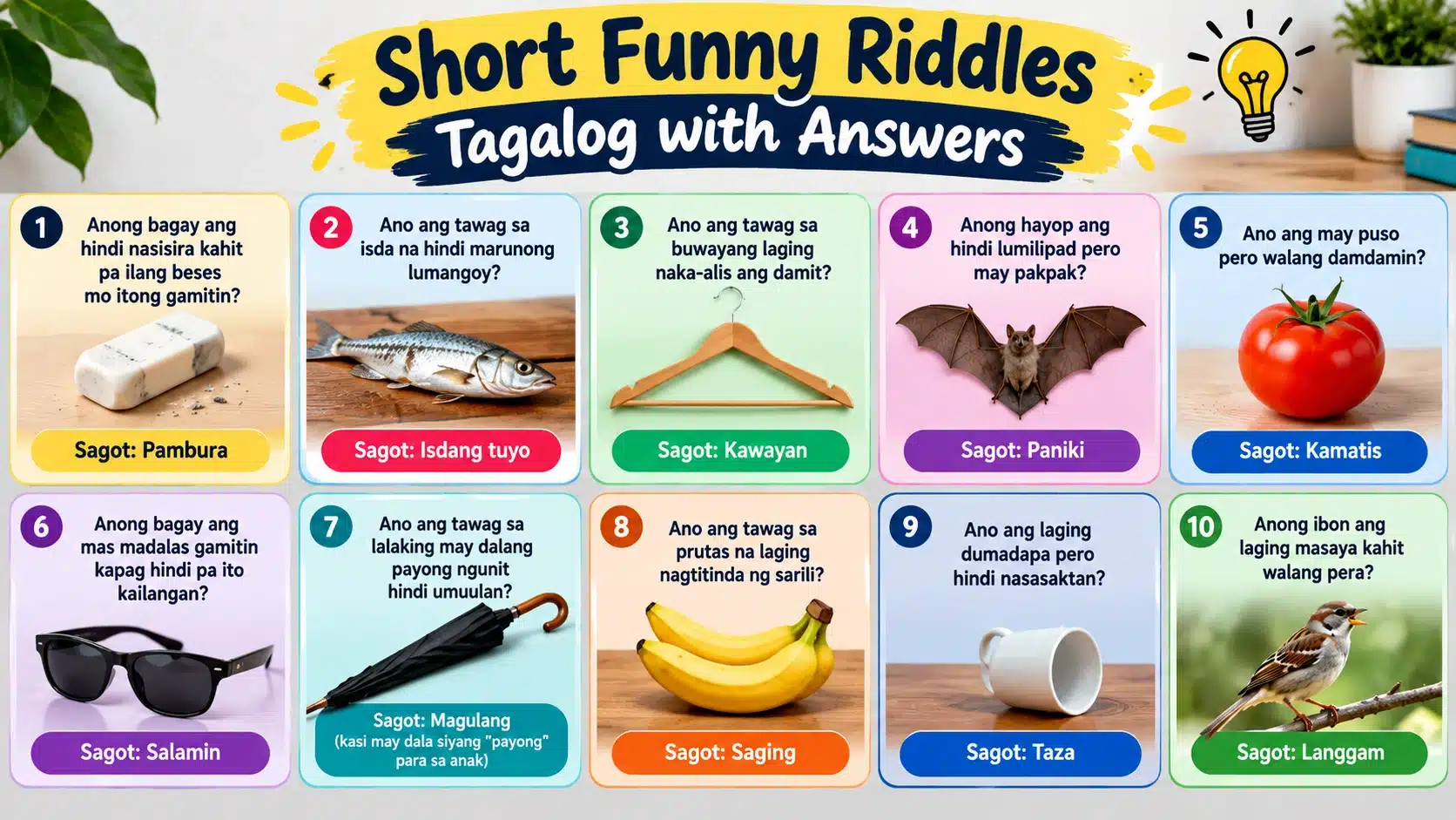 Short Funny Riddles Tagalog with Answers 250+ Nakakatawang Bugtong