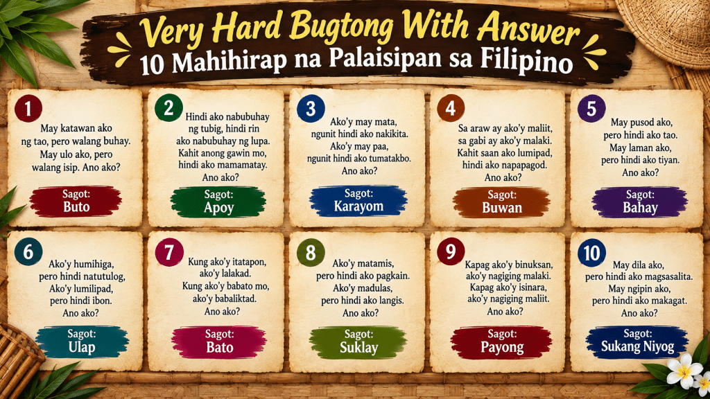 Very Hard Bugtong With Answer 50 Mahihirap na Palaisipan sa Filipino