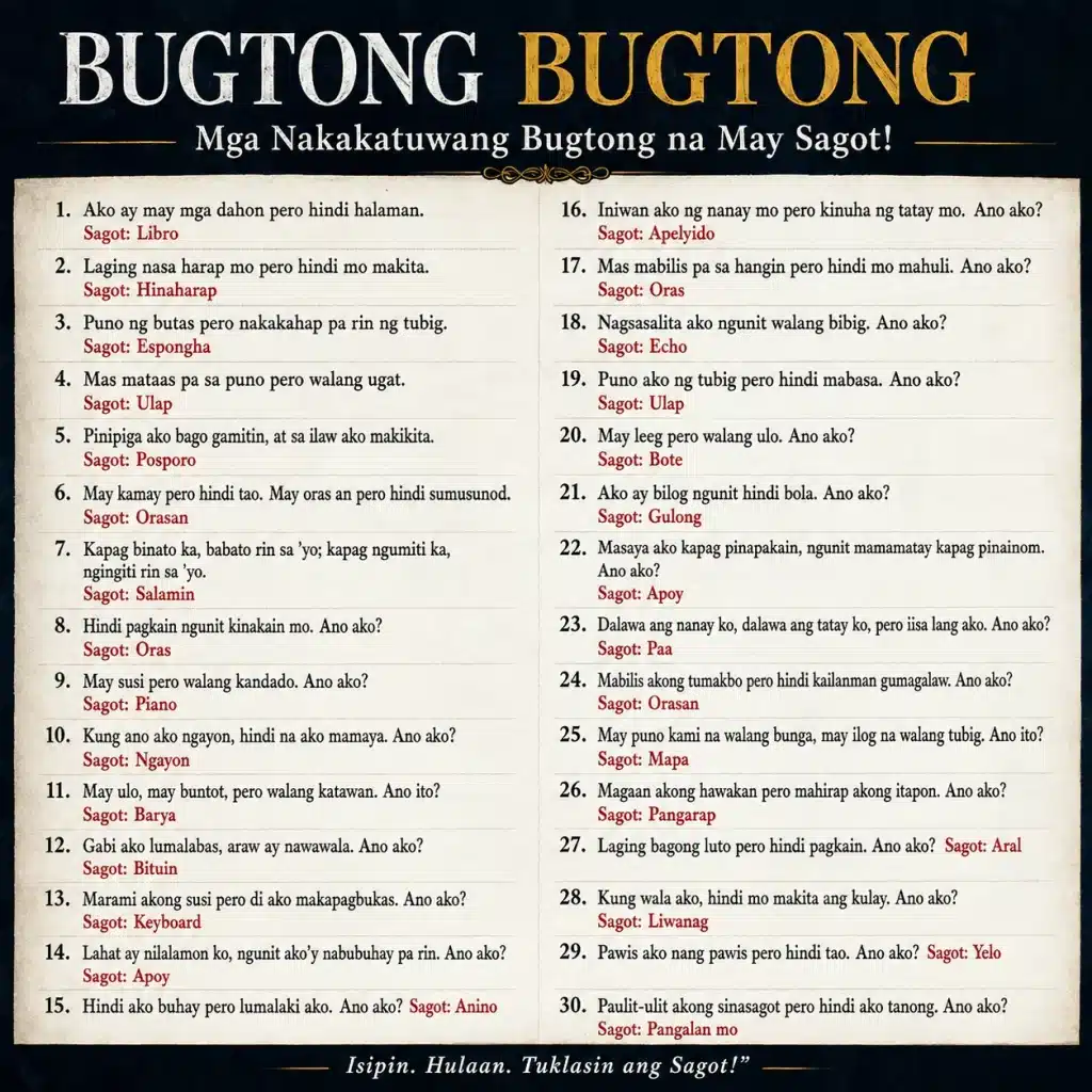 Bugtong Bugtong 1000+ Tagalog Riddles with Answers